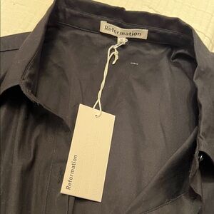 Reformation Charcoal Button-Up Blouse